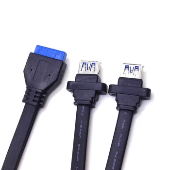 0,5 М Двойной 2-портовый удлинительный кабель USB 3.0 для передней панели типа a с разъемом для подключения к 20-контактному разъему для разъема для разъема адаптера
