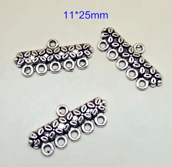 100 шт соединителей для сережек (от 1 до 5 петель), ювелирные украшения с античным серебряным покрытием 25*11 мм