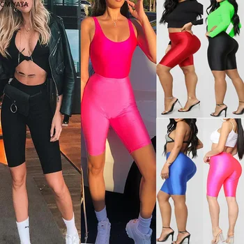 11 цветов Светоотражающие шорты женские с высокой талией женские спортивные штаны для бега трусцой панк байкерские шорты осенние женские повседневные уличные шорты