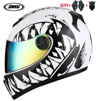 2 Gif-изображения Новый полнолицевый мотоциклетный шлем с двумя линзами для мотокросса Мотоциклетный шлем с двойными козырьками для взрослых