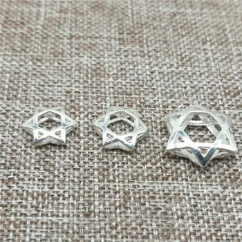 2 шт. из стерлингового серебра 925 пробы, Звезда Давида, бусины, распорки для ожерелья, браслета, 12 мм, 13 мм, 18 мм