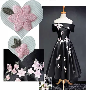20 шт. /лот, Розовая вышивка, кружевная нашивка в виде маленького цветка, аппликация для сцены, детская одежда, свадебное платье, швейные аксессуары CR1581
