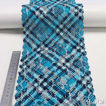 20 ярдов синего эластичного кружева для нижнего белья, модного текстиля, кружевной ткани Шириной 19,5 см