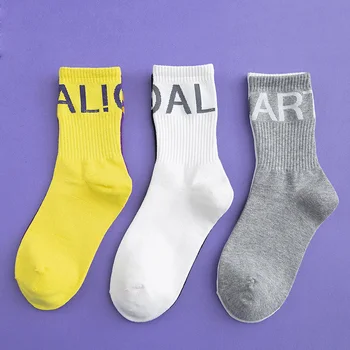 2019 Хлопчатобумажные корейские мужские женские носки для пары, новые носки AB с буквенным принтом, Европа и Соединенные Штаты, носки для уличных видов спорта tide