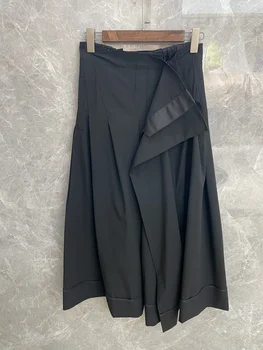 2021FW Осенние высококачественные женские роскошные асимметричные широкие брюки, женская повседневная модная юбка-пачка 2 цветов