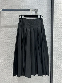 2023 Весна-Лето, Новые женские плиссированные юбки Миди, однотонные Шикарные Роскошные Высококачественные повседневные офисные женские брюки, элегантное ретро для подиума