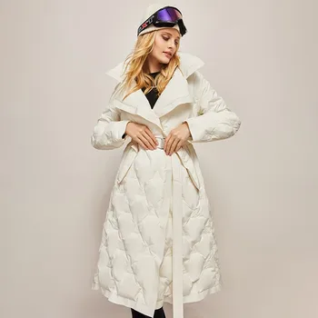 2023 Зимнее новое пуховое пальто из белого утиного пуха, женское модное утолщенное теплое пальто длиной выше колена