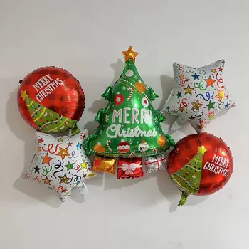 2023 Новая Рождественская елка Воздушные шары из алюминиевой пленки Макет Рождественской сцены Красный Шар Граффити Звездные воздушные шары