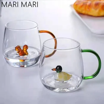 3D стаканчики с животными для воды, сока с ручками, мини-зоопарк, Прозрачные мультяшные стаканчики, стеклянные стаканчики для клубничного напитка с дельфинами