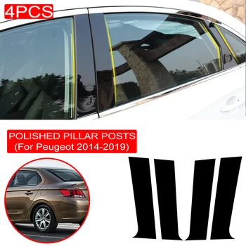 4 шт., накладка на оконную раму, наклейка на колонну BC, подходит для Peugeot 301 2014-2019, полированные стойки стойки