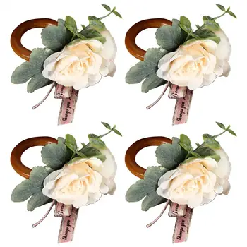 4 шт. Практичный держатель для салфеток с цветочным дизайном, тканевое кольцо для салфеток, свадебный банкет, вечеринка, пряжка для полотенец в форме розы