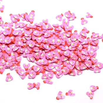 50 г/лот 5 мм Дизайн Ногтей Милые 3D Животные Полимерные Горячие Мягкие Глиняные Брызги для Поделок Пластиковые klei Крошечные Милые Частицы Грязи Розового Цвета
