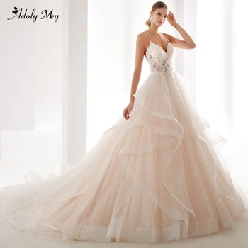 Adoly Mey Очаровательные свадебные платья трапециевидной формы с вырезом в виде сердечка и без спинки 2023, роскошные аппликации, расшитое бисером свадебное платье принцессы, большие размеры