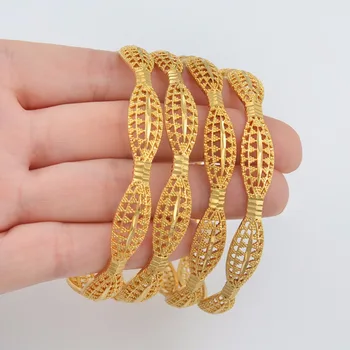 Anniyo 4шт Дубайские браслеты для женщин Эфиопские Свадебные браслеты Золотого цвета Африканские ювелирные изделия Арабские Свадебные @125606