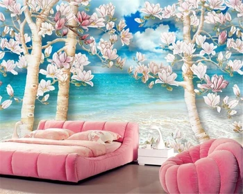 beibehang papel mural Красивые элегантные романтические обои с цветами магнолии behang HD обои для телевизора для гостиной