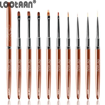 LOOTAAN 1 комплект Кистей для ногтей с ручкой из розового Золота, Акриловый Инструмент для нейл-арта, кисть для рисования Карандашом, Кисть для рисования УФ-гелем, инструмент для маникюра