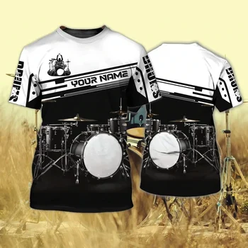 Love Peace Drums С персонализированным названием, летняя мужская футболка с 3D-принтом, футболка с музыкальным инструментом, повседневные футболки унисекс, DDR40