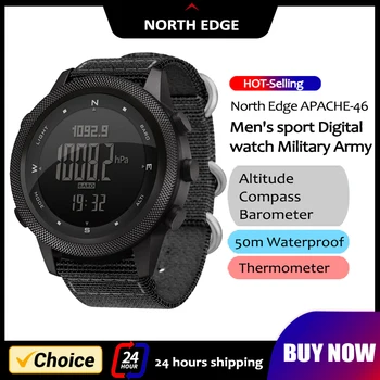 NORTH EDGE Смарт-часы для мужчин, Альтиметр, Барометр, термометр, Компас, военные цифровые часы, уличные умные часы, водонепроницаемые 50 м