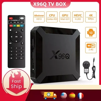 X96Q TV Box Android 10 2,4 G Wifi Smart TV BOX Allwinner H313 Четырехъядерный 2 ГБ 16 ГБ 4K Медиаплеер Google Play Youtube телеприставка