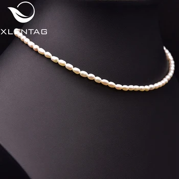 XlentAg Ожерелье из натурального белого пресноводного жемчуга ручной работы Для женщин 2021 Подарок на свадьбу Изысканные Ювелирные изделия в стиле простоты GN0263B