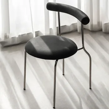 Американские обеденные стулья из нержавеющей стали Мебель для дома Легкий Роскошный обеденный стул с минималистичной спинкой Дизайнерские стулья для гостиной