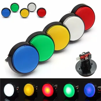 Аркадная Кнопка 5 Цветов Светодиодной Лампы 60 ММ Большой Круглый Аркадный Плеер Для Видеоигр Кнопочный Переключатель
