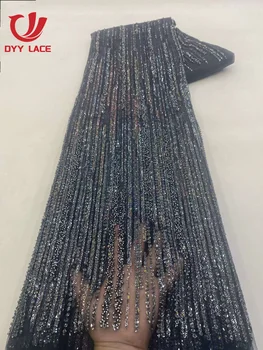 Африканская Кружевная Ткань 2023 Высококачественный Кружевной Материал Нигерийские Французские Блестки Жених Кружевная Ткань Для Нигерийского Свадебного Платья