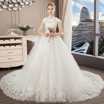 Винтажное кружевное свадебное платье со шлейфом и бисером, Vestidos De Novia, Бальное платье, Свадебные платья 2022, Горячие продажи