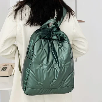 Высококачественный рюкзак Space Down для женщин 2023, зимние рюкзаки для девочек большой вместимости, женская трендовая легкая хлопчатобумажная дорожная сумка