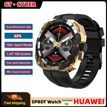 Для HUAWEI Мужские умные часы GT Cyber HD AMOLED спортивные часы с GPS траекторией, с двойным чипом Bluetooth, водонепроницаемые смарт-часы для женщин