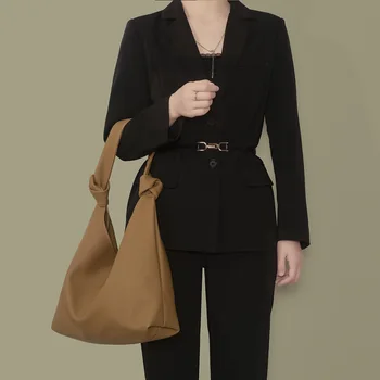 Женская сумка, Мягкая сумка Pittote от Ленивого Ветра, 2023, Новая мода, простая Ретро-коричневая сумка большой емкости для поездок на работу, Женская сумка