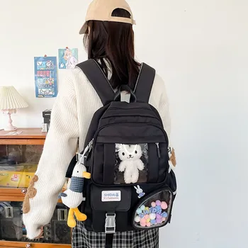 Женский рюкзак в стиле Харадзюку, школьная сумка с несколькими карманами для девочек, Милые Подвесные рюкзаки для хранения, нейлоновые Водонепроницаемые дорожные сумки