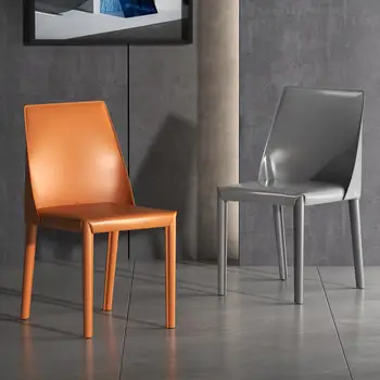 Итальянское минималистичное кожаное кресло-седло, Легкое Роскошное Домашнее Эргономичное Дизайнерское обеденное кресло, Ресторанное кресло в индустриальном стиле