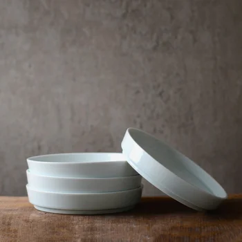 Керамическая посуда Цзиндэчжэнь, Туманно-голубая Тарелка для супа с отбортовкой, Тарелка для еды в японском стиле ручной работы, Тарелка для сухофруктов, Горшок для сухого налива, Тр