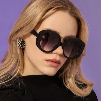 Классические винтажные женские солнцезащитные очки большого размера в круглой оправе, солнцезащитные очки с оттенками, модные женские очки ярких цветов