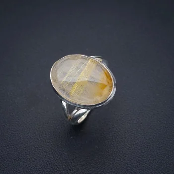 Кольцо из серебра 925 пробы с золотым рутилом ручной работы StarGems 6 F1210