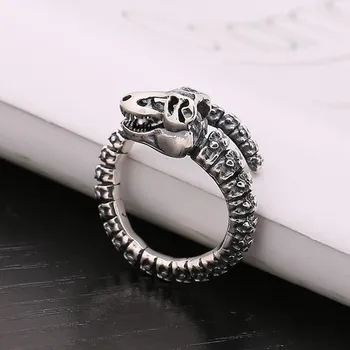 Креативный дизайн, индивидуальное кольцо со скелетом динозавра для мужчин, кольцо регулируемого размера, модные украшения для вечеринок в стиле панк-рок