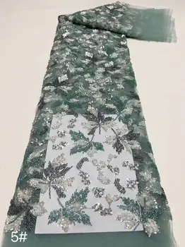 Кружевные ткани Sequence, Нигерийская сетка, кружевная вышивка, Африканская кружевная ткань с блестками, J-1228685, Материал из бисера для свадьбы