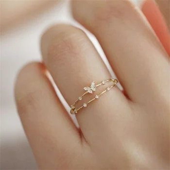 Милое кольцо с бабочкой из горного хрусталя для женщин, Регулируемое Обручальное кольцо, Модный подарок в стиле насекомого в стиле бохо для подруг, роскошные ювелирные изделия 2023