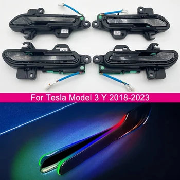 Модернизированные умные встроенные электрические дверные ручки с красочными светодиодными лампочками для Tesla Model 3 Y 2018-2023, автоматически открывающиеся ручки