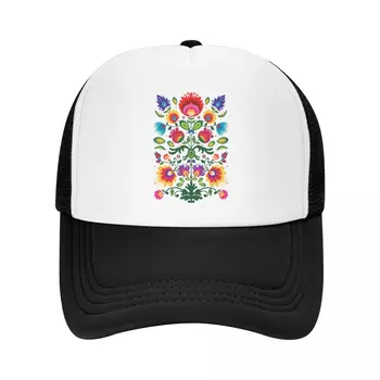 Модная Унисекс Польская шляпа дальнобойщика с народным цветочным рисунком для взрослых, Poland Flowers Art, Регулируемая Бейсболка для мужчин и женщин, Защита от солнца