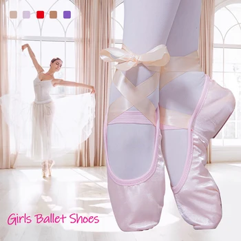 Модные Детские Балетные туфли для девочек, Цветные гимнастические парусиновые Балетные Танцевальные туфли с разрезной замшевой Подошвой С лентой
