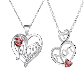Модные подвески с двойными выдолбленными сердечками Ожерелья для женщин CZ Стразы Подвеска с буквами Колье Подарки на День матери День рождения
