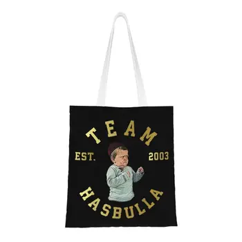 Модные сумки-тоут для покупок Hasbulla Многоразового использования Team MMA Hasbulla Fight Meme Холщовая сумка для покупок через плечо