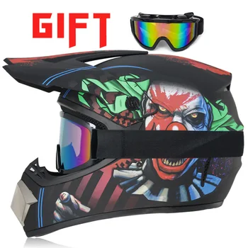 Мотоциклетные полнолицевые шлемы для мотокросса по бездорожью Гоночный шлем Мотоцикл ATV Dirt Bike Racing Capacete + Солнцезащитные очки в подарок