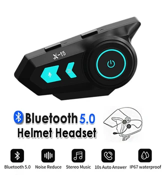 Мотоциклетный шлем Bluetooth 5.0 Гарнитура Водонепроницаемая Беспроводная Громкая связь Музыкальный динамик Автоответчик Стерео для гоночных гонщиков Катание на лыжах