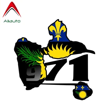 Наклейка Aliauto Personality Car с изображением флага Гваделупы 971, карта, виниловая наклейка, покрывающая царапины для Seat Leon Opel Astra H Jdm, 14см * 14см