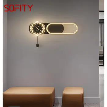 Настенный светильник SOFITY Creative Clock 3 цвета, светильник для лестницы в гостиную, прикроватная лампа для роскошной спальни