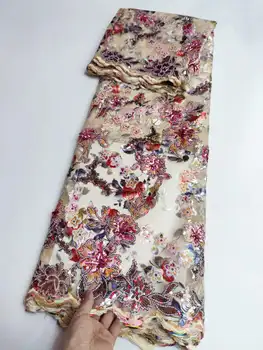 НОВАЯ Африканская кружевная ткань 2023 года, высококачественная Французская Сетчатая кружевная ткань с 3D блестками, Нигерийские кружевные ткани для свадебного платья
