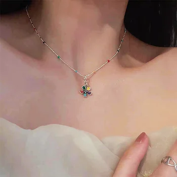 Новое ожерелье с цветочным узором Ins, Милое ожерелье с цветочным узором для женщин, Модный эстетический ювелирный подарок для девочек